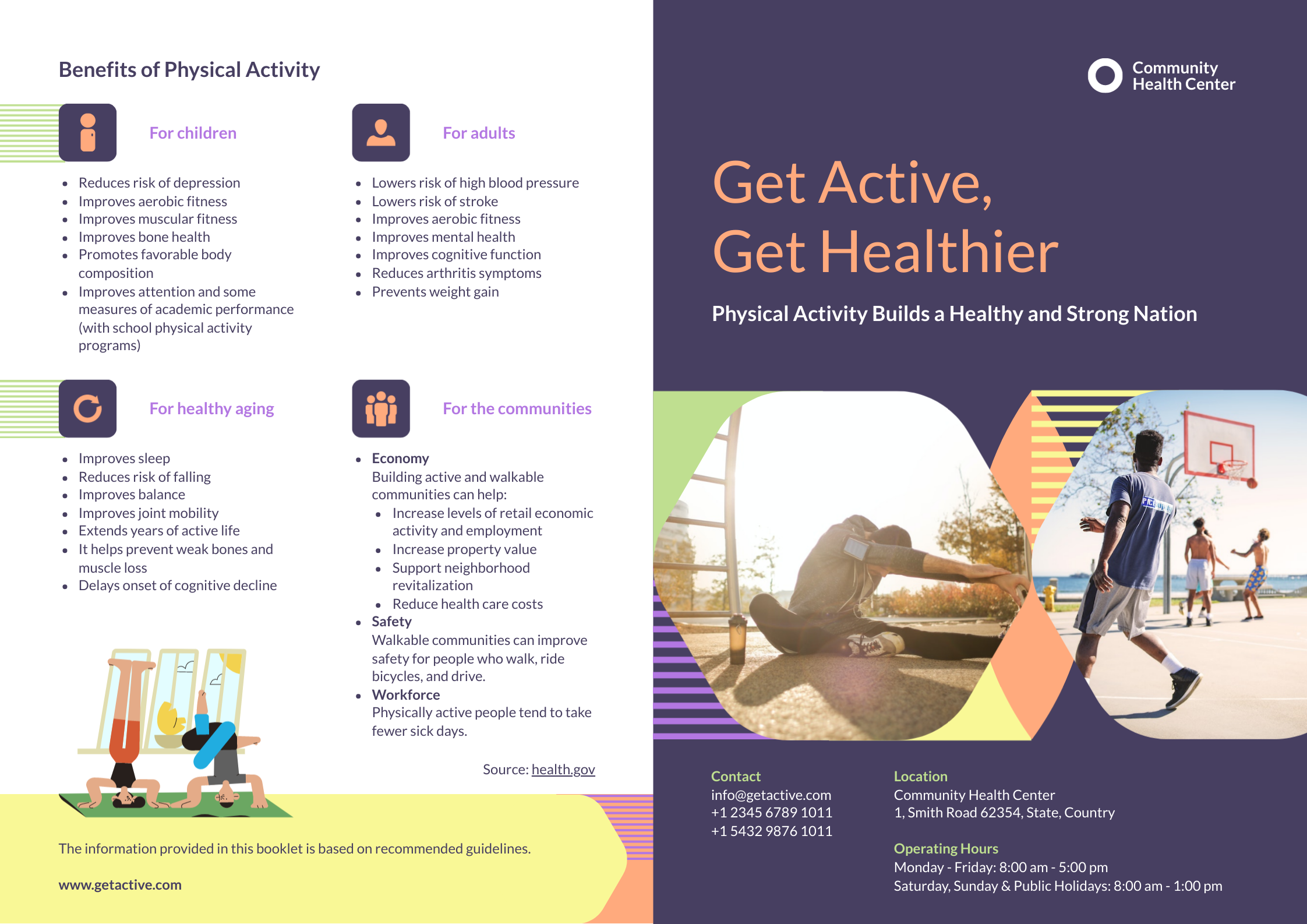 Uma brochura com duas dobras sobre um estilo de vida saudável