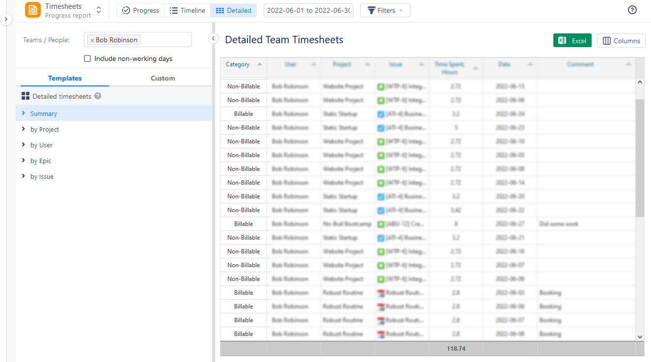 Track billable and non-billable hours with timesheets 