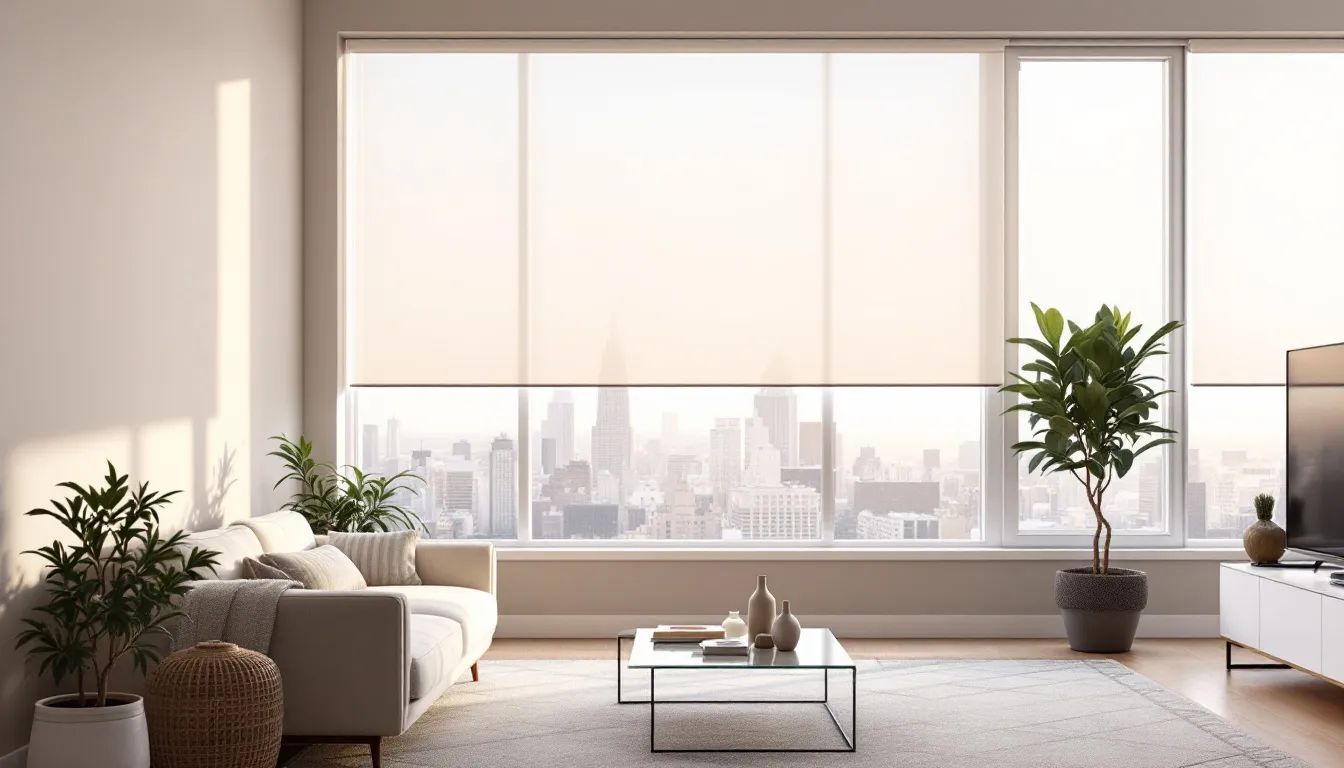 Honeycomb shades installed in a bright room for energy efficiency.