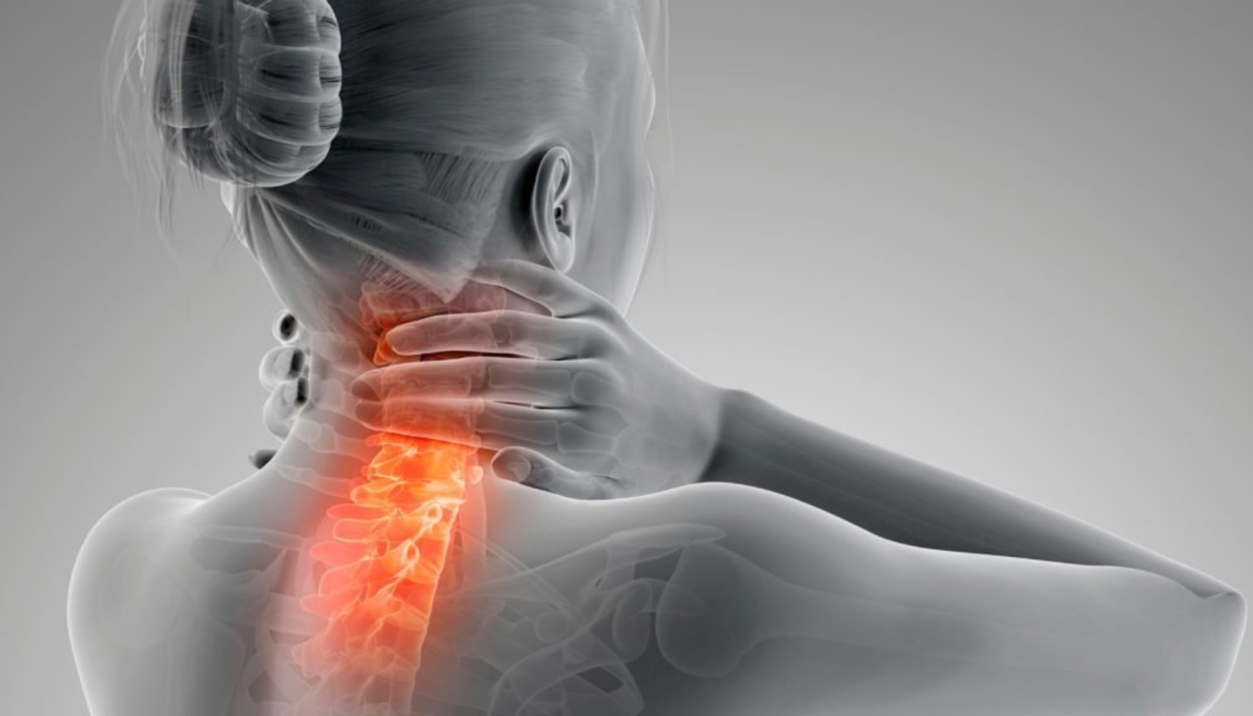 «Digital illustrasjon av kvinne som holder nakken, med rød markering på nakkevirvlene som viser smerteområde.» smerter nakke og bakhode cervikogen hodepine øvre del muskler og ledd hodepine nakken smerter oftest ensidig nakkesmerter bakhodet behandling symptomer øvre smerte ofte vondt hodet nakke smertene årsaker andre smerten spenningshodepine migrene vanlige hos flere viktig lege plager bør stress uker gir mer bruk vanlig bidra føre stivhet vedvarende muskler tillegg hodepinen daglig opplever skyldes vanligste bevegelighet gjøre aktivitet ledd god årsaken trening forebygge fysisk spørsmål tilstander symptomene kommer side behandlingen rundt oppsøke øvelser dersom lindre årsak dårlig eksempel tidligere spenninger hode svimmelhet langvarig oftest annen styrke svært