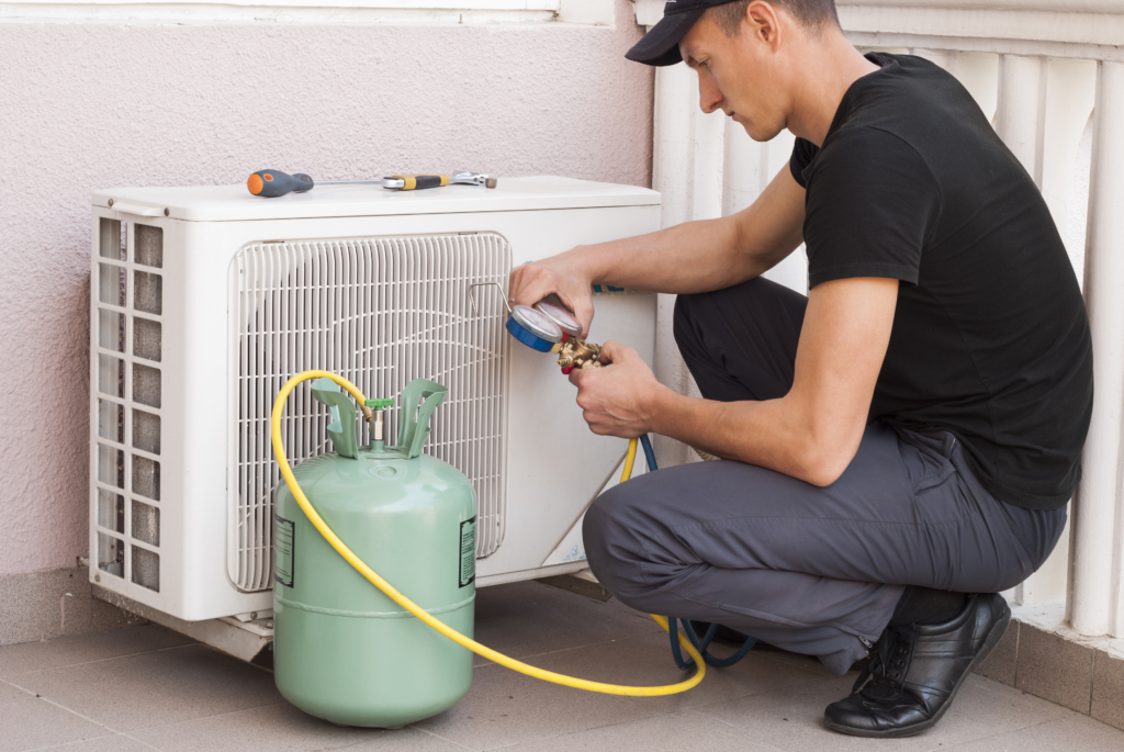 hvac technician, outdoor ac unit, condenser unit