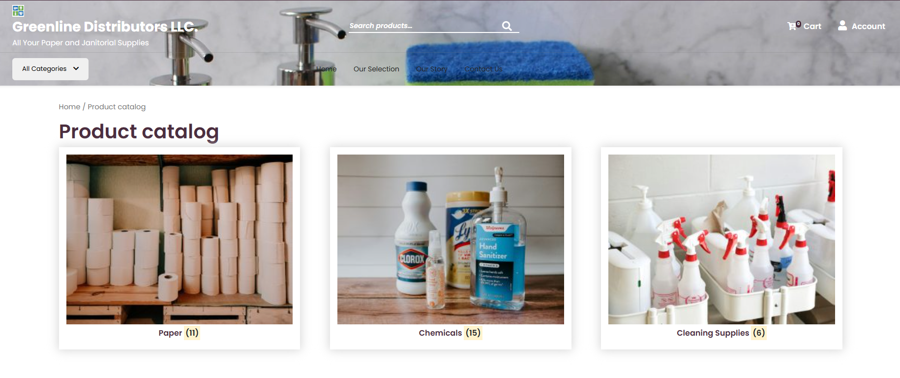 greenline distributors product catalog screenshot
