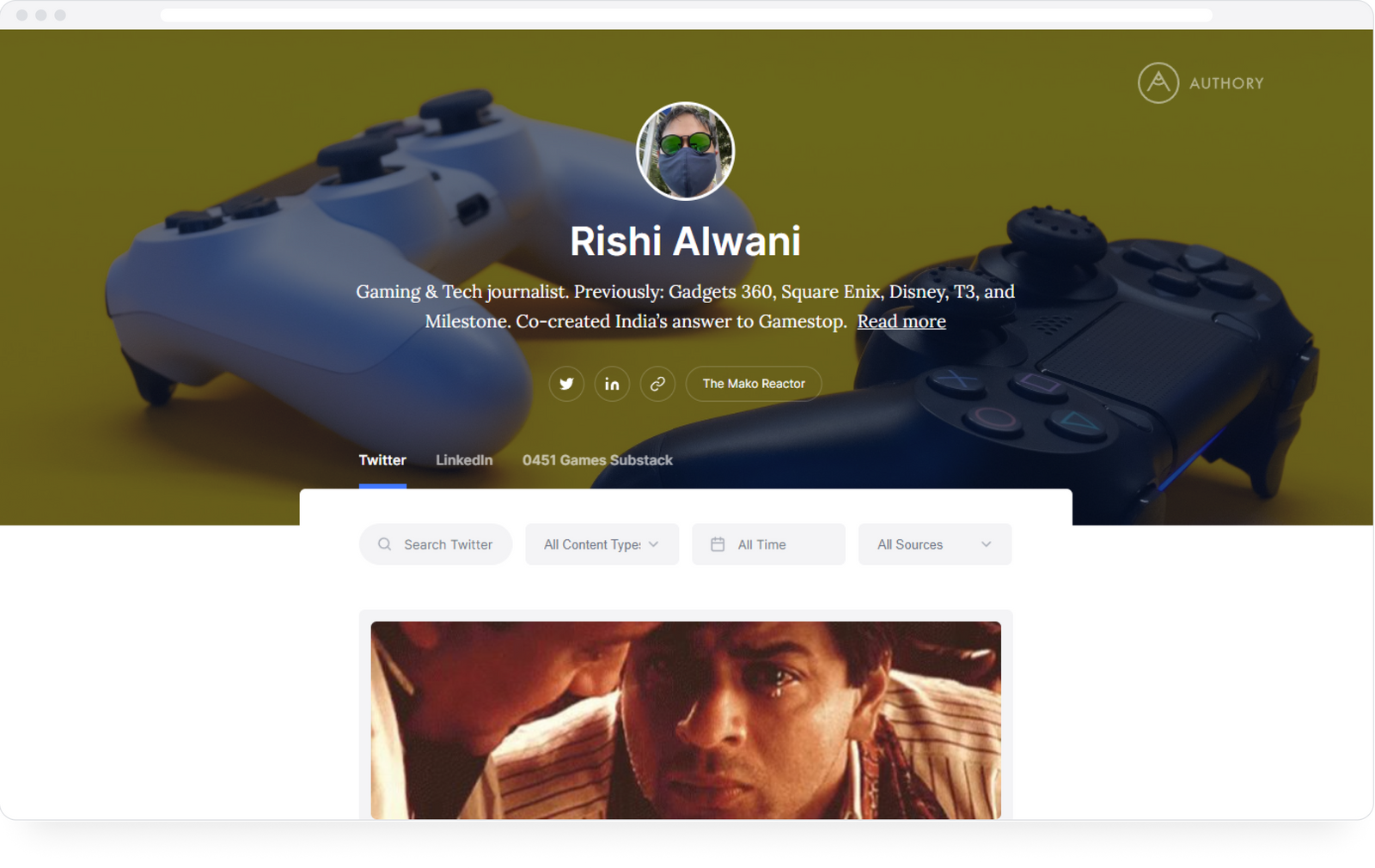 Rishi Alwani's Twitter portfolio on Authory