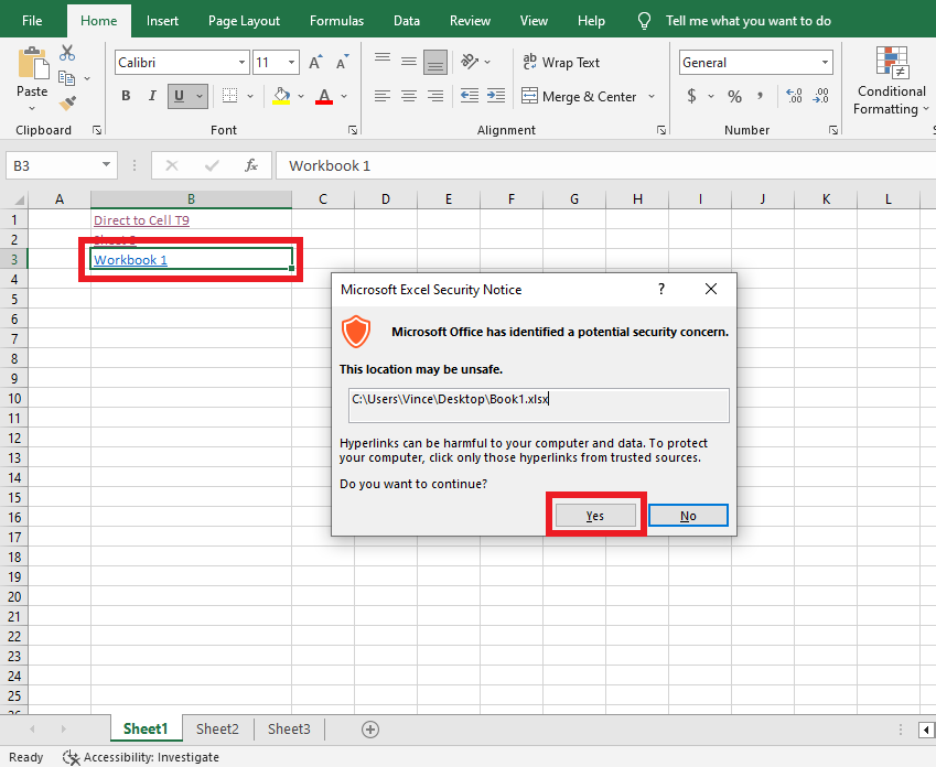 In opening Excel files a notice will appear for your security.