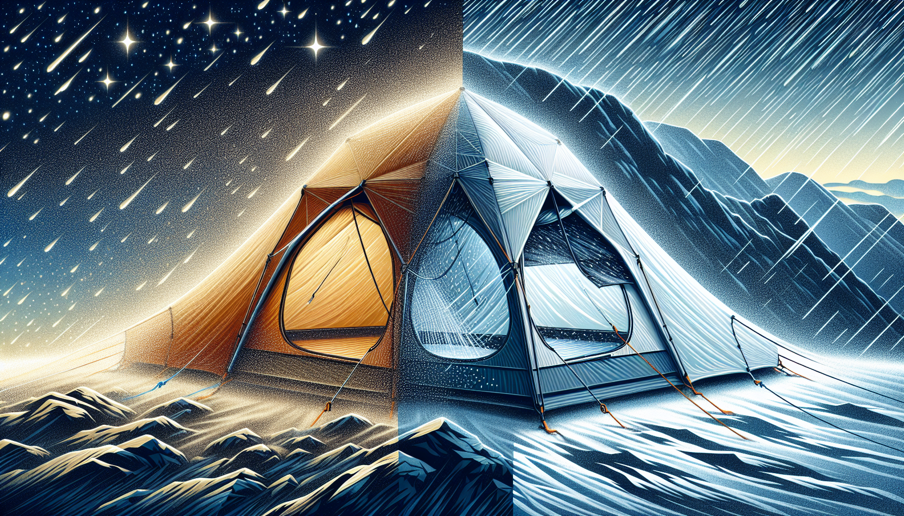 Illustration of the REI Co-op Quarter Dome SL 1 tent's performance in various conditions