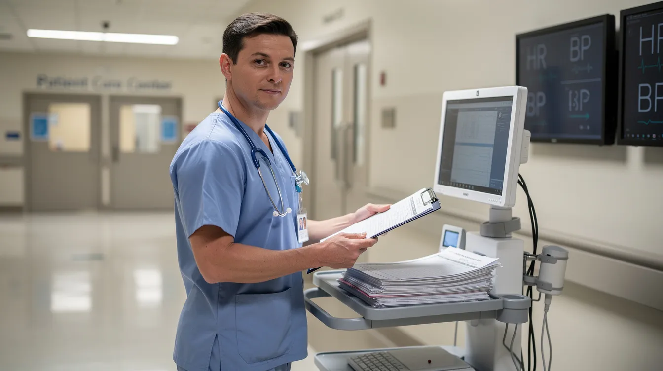 A medical professional is focused on reviewing patient charts, analyzing detailed medical records to assess eligibility for social security disability insurance (SSDI) based on serious medical conditions such as rheumatoid arthritis and coronary artery disease. This process is crucial for determining disability claims and ensuring that Louisiana residents receive the benefits they need.