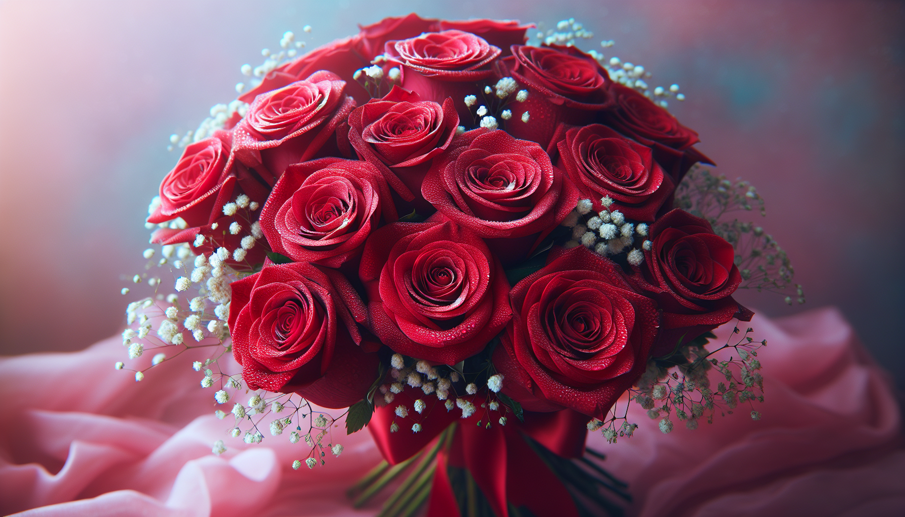 Exquisite bouquet of red roses for Valentine's Day