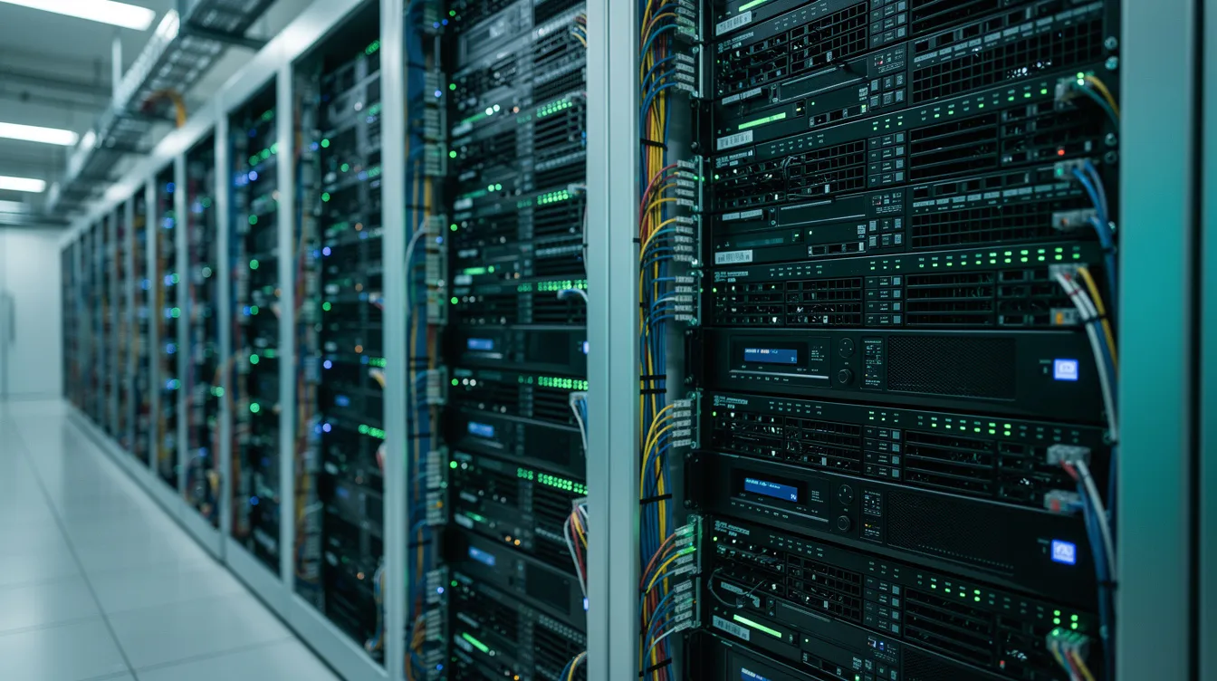 A server rack in a data center