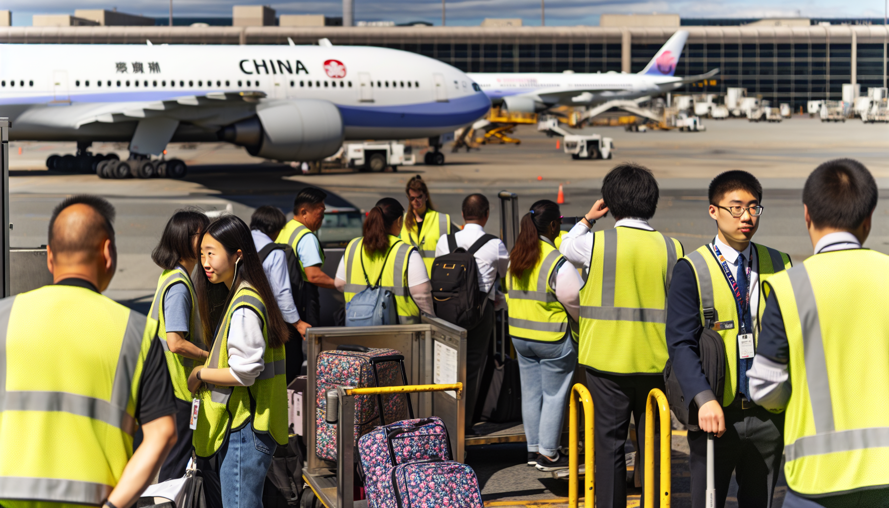 Passengers boarding a China Airlines flight at JFK Airport