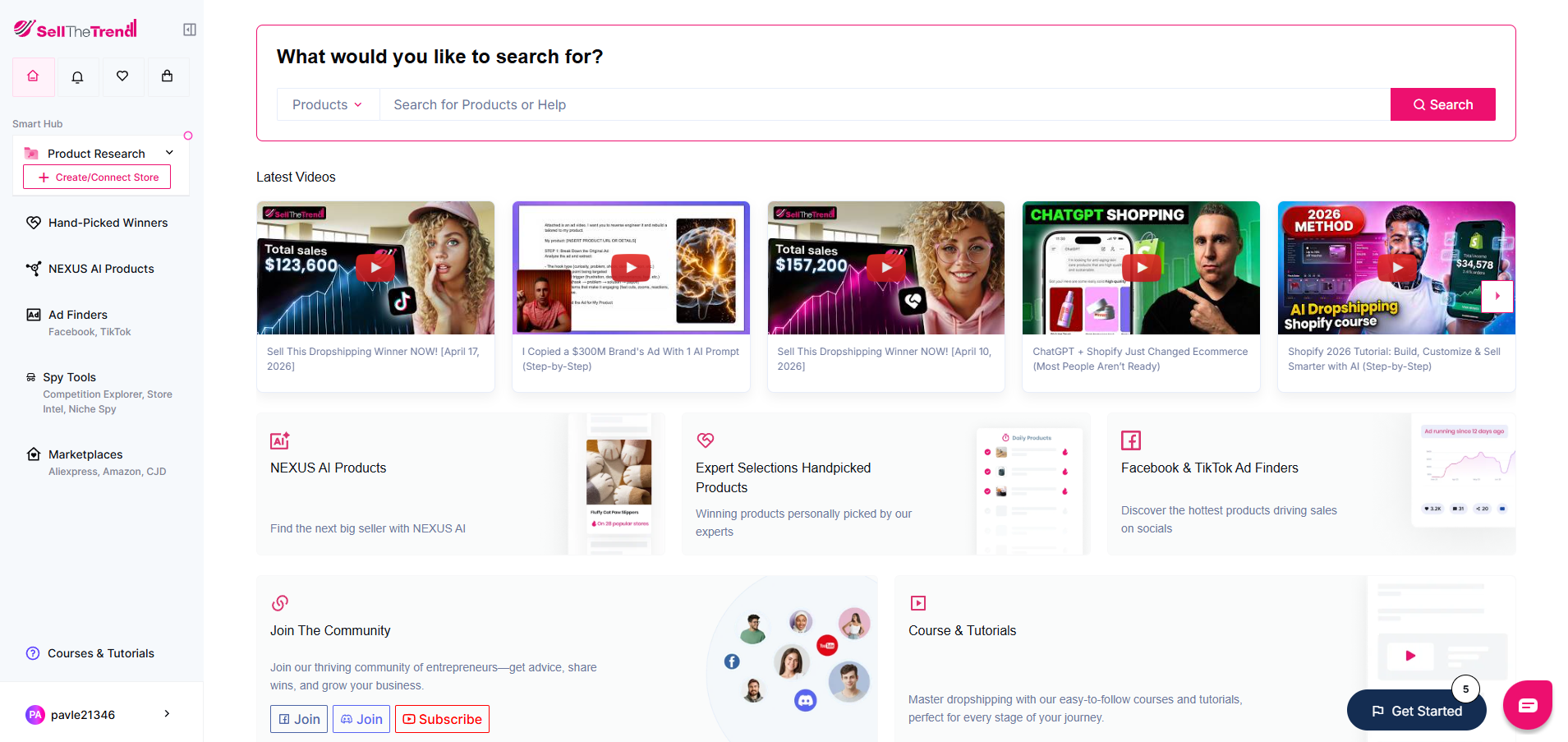 sell the trend dashboard screenshot