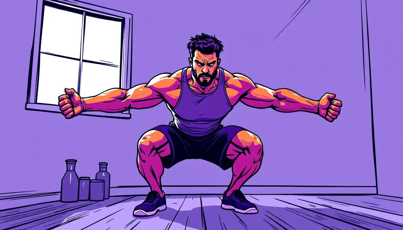 A person executing a bodyweight leg workout at home.