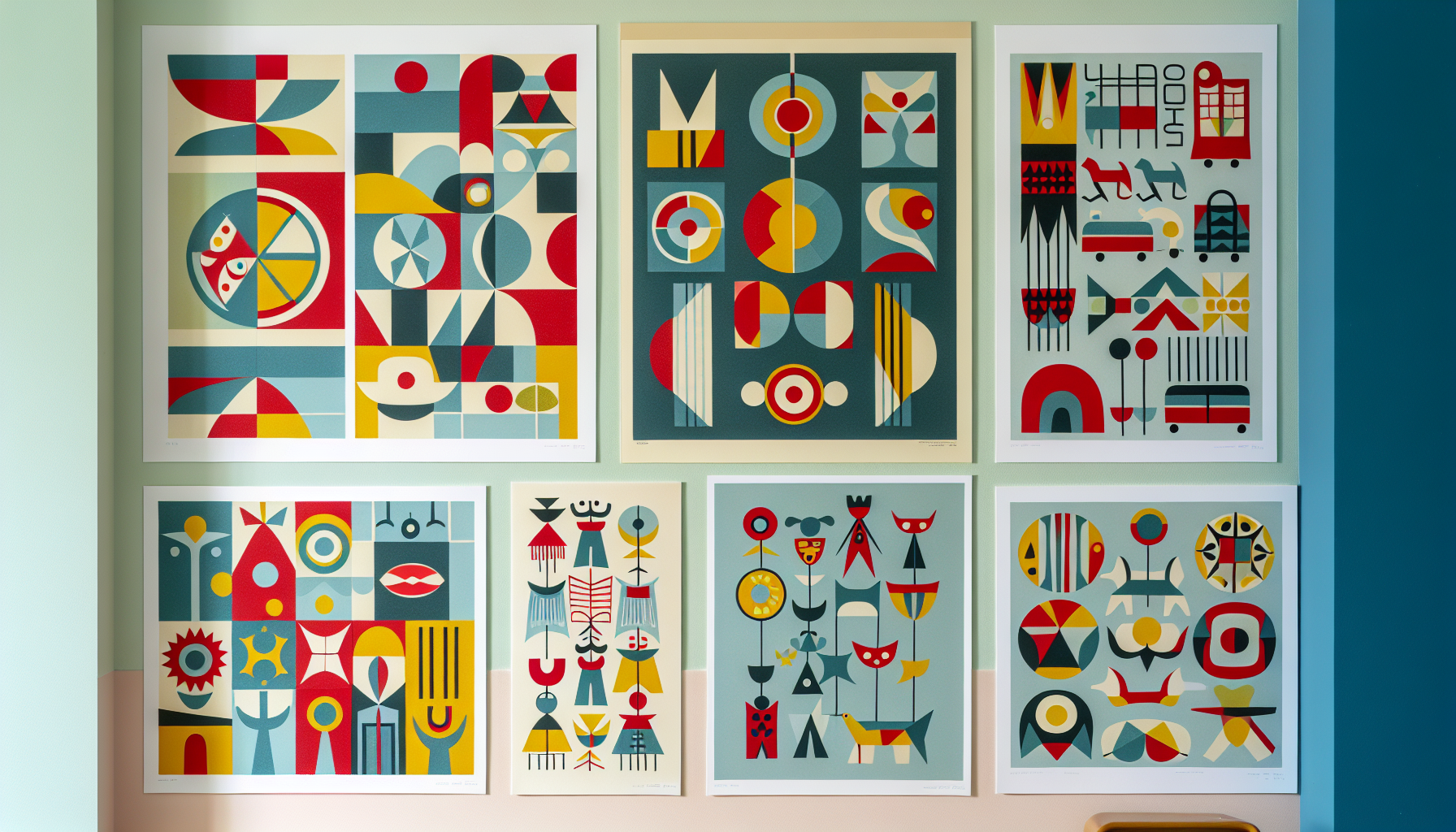 Colorful and playful mid-century modern prints for kids' rooms