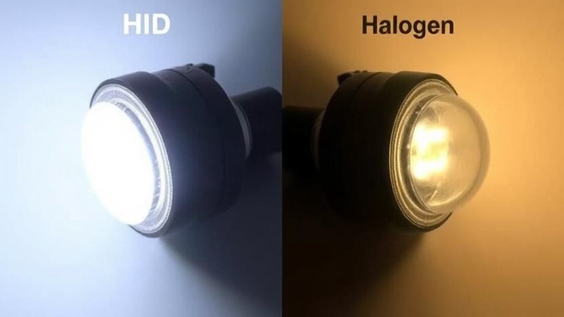 HID vs Halogen headlight closeup