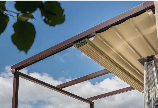 Retractable pergola fabric roof