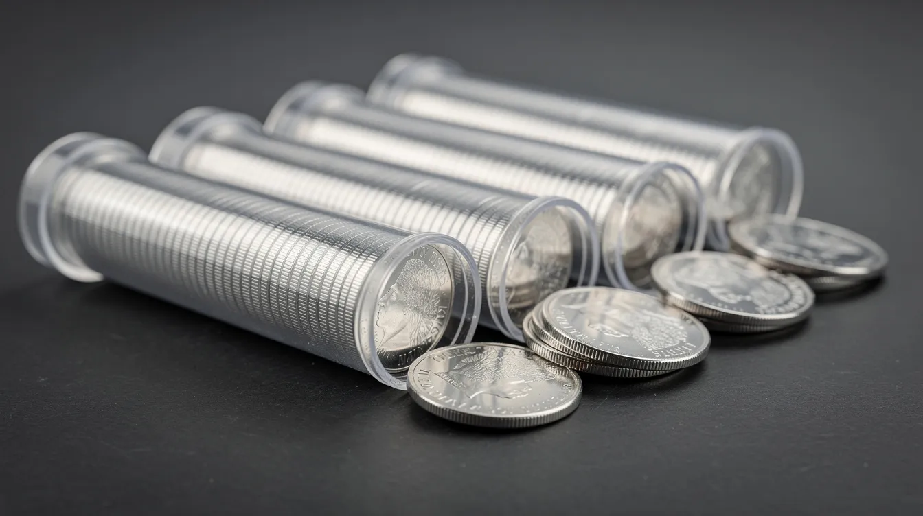 Wholesale Precious Metals: Silver and Gold for Stackers and Resellers 15 Silver rounds arranged in clear plastic tubes