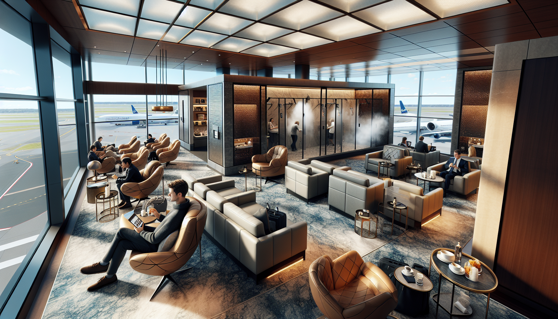 Relaxing lounge area at JFK Terminal 1