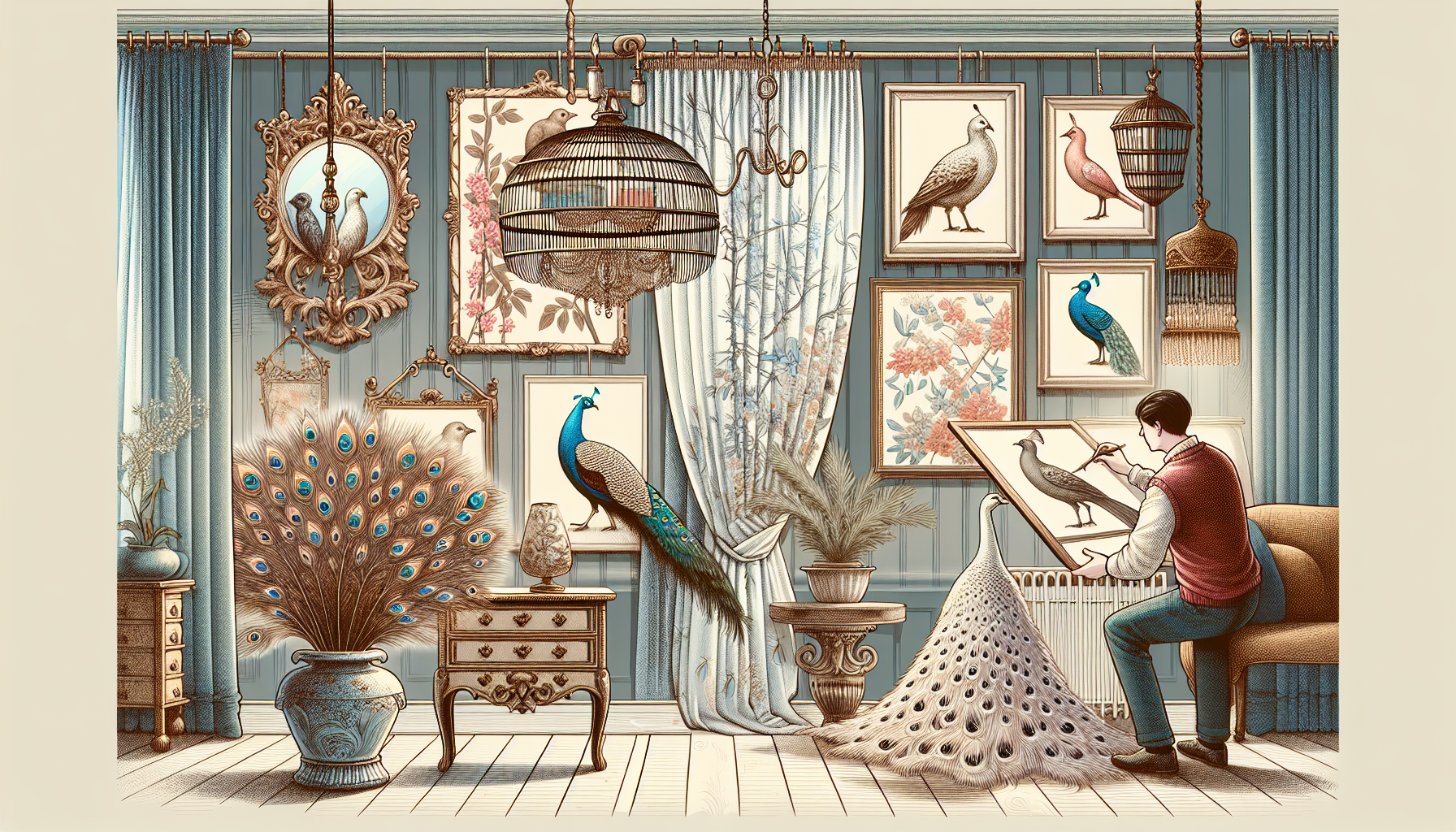 Choosing bird decor for different rooms including central items and anchor pieces