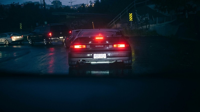 Car Brake Lights Seen from Afar 