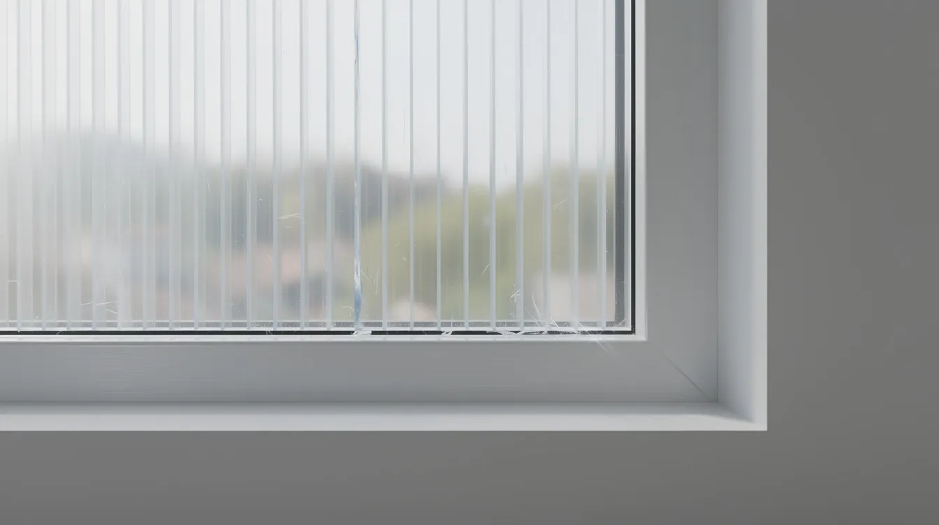 The image features a polycarbonate window installed within a window frame, showcasing its transparent and lightweight design. This highly resistant material is ideal for enhancing safety and durability in various industrial applications, offering superior impact resistance compared to traditional glass windows.