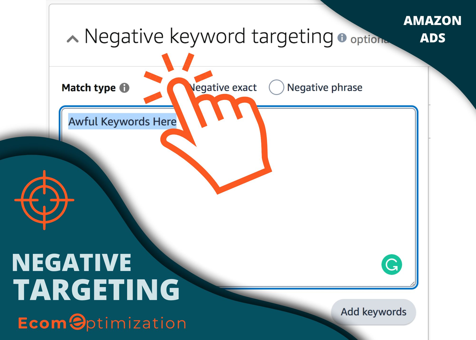 Amazon Ads Negative Keyword and Product Targeting Infographic