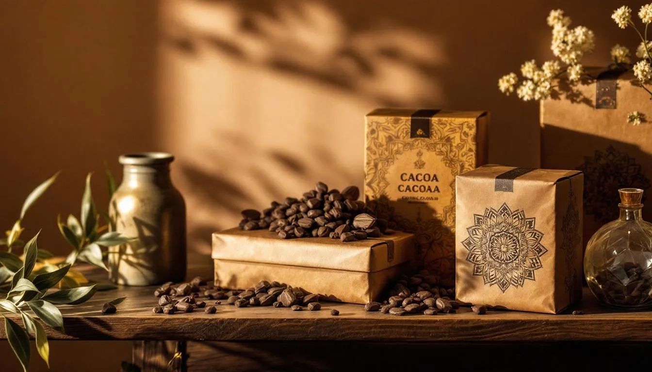 An assortment of ceremonial cacao brands showcasing their unique packaging.
