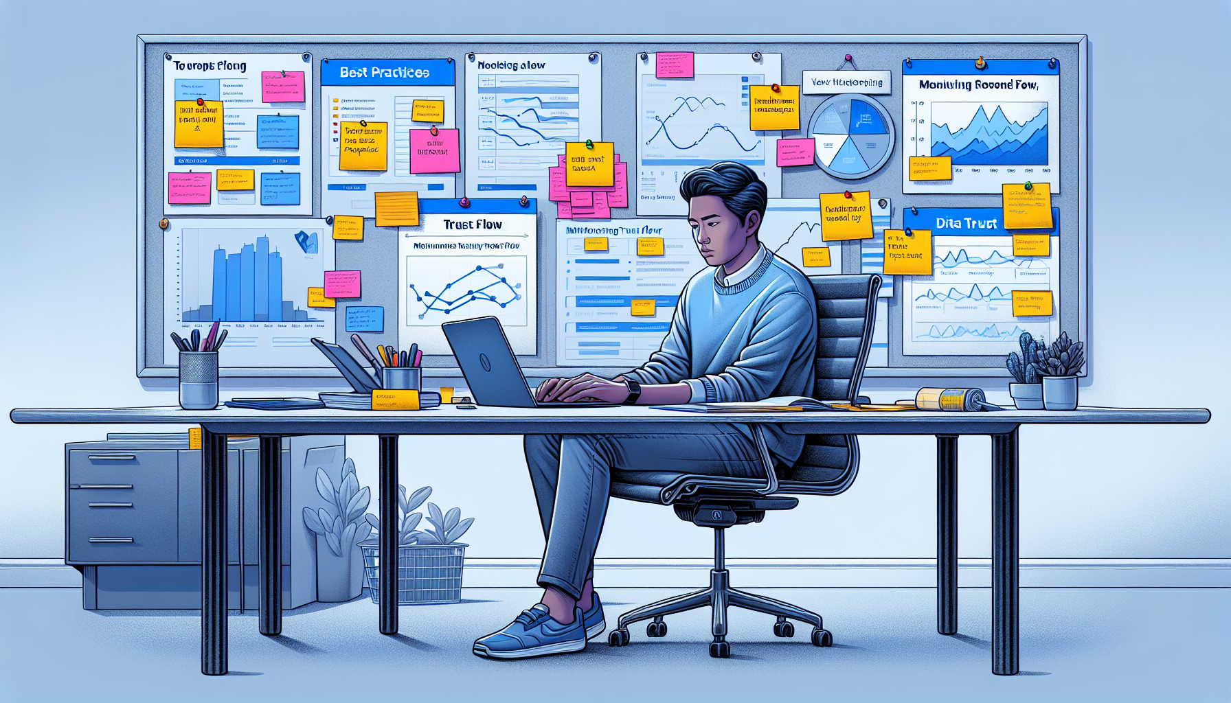 An illustration showing best practices for monitoring trust flow.