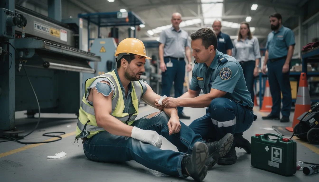 An injured worker is receiving medical treatment in a clinical setting after a workplace accident, highlighting the importance of workers compensation and the need for legal assistance in personal injury cases. This scene emphasizes the critical role of experienced attorneys in helping injured workers recover compensation for medical expenses and lost wages.