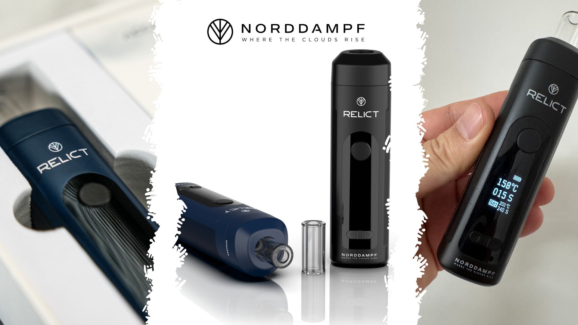 Relict Vaporizer von Norddampf in den Farben Schwarz und Nordic blau