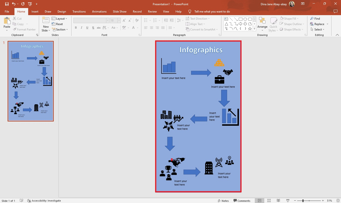 Insert icons and shape for your infographic in PowerPoint
