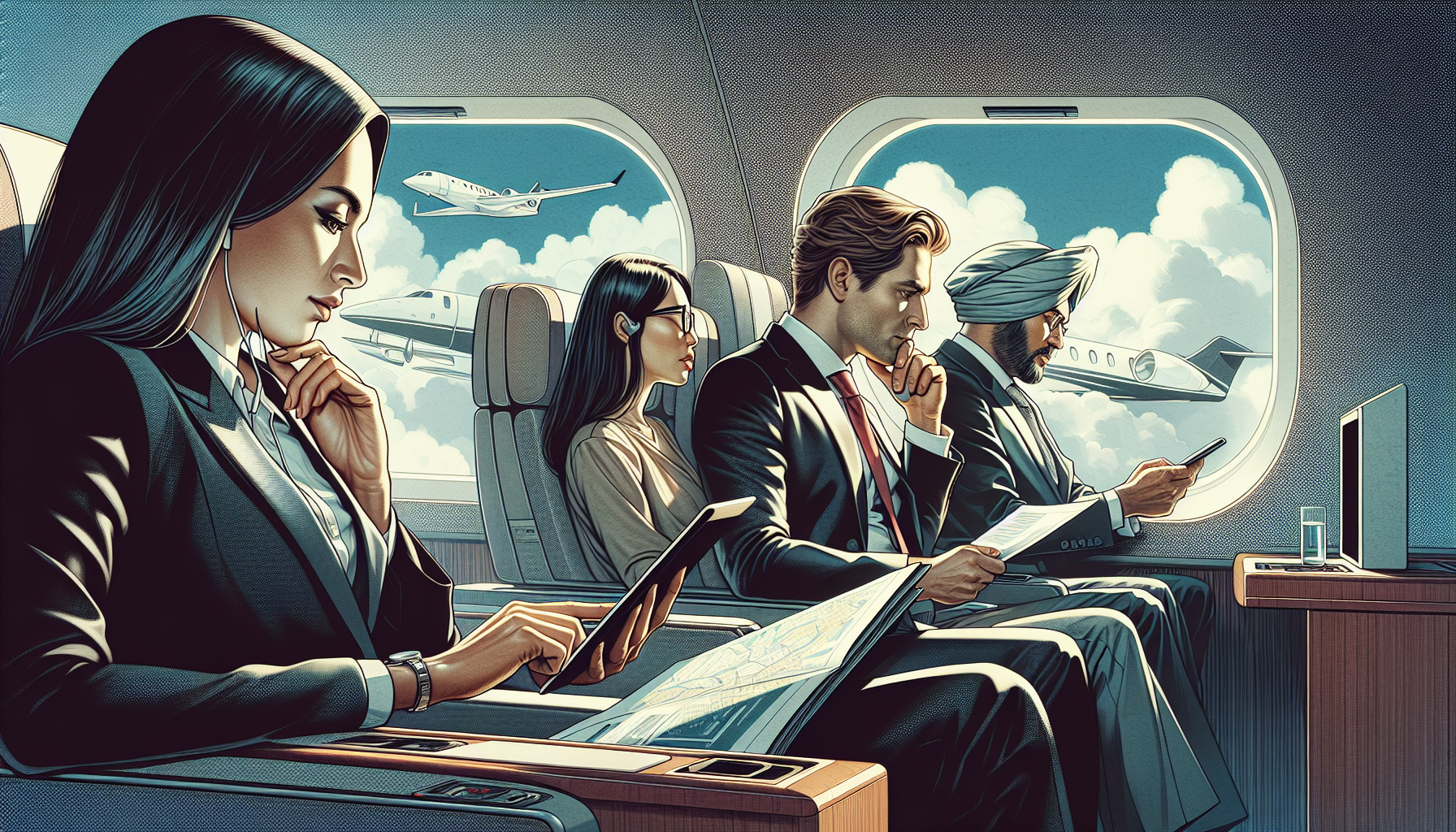 Business travelers on a private jet to Victorville