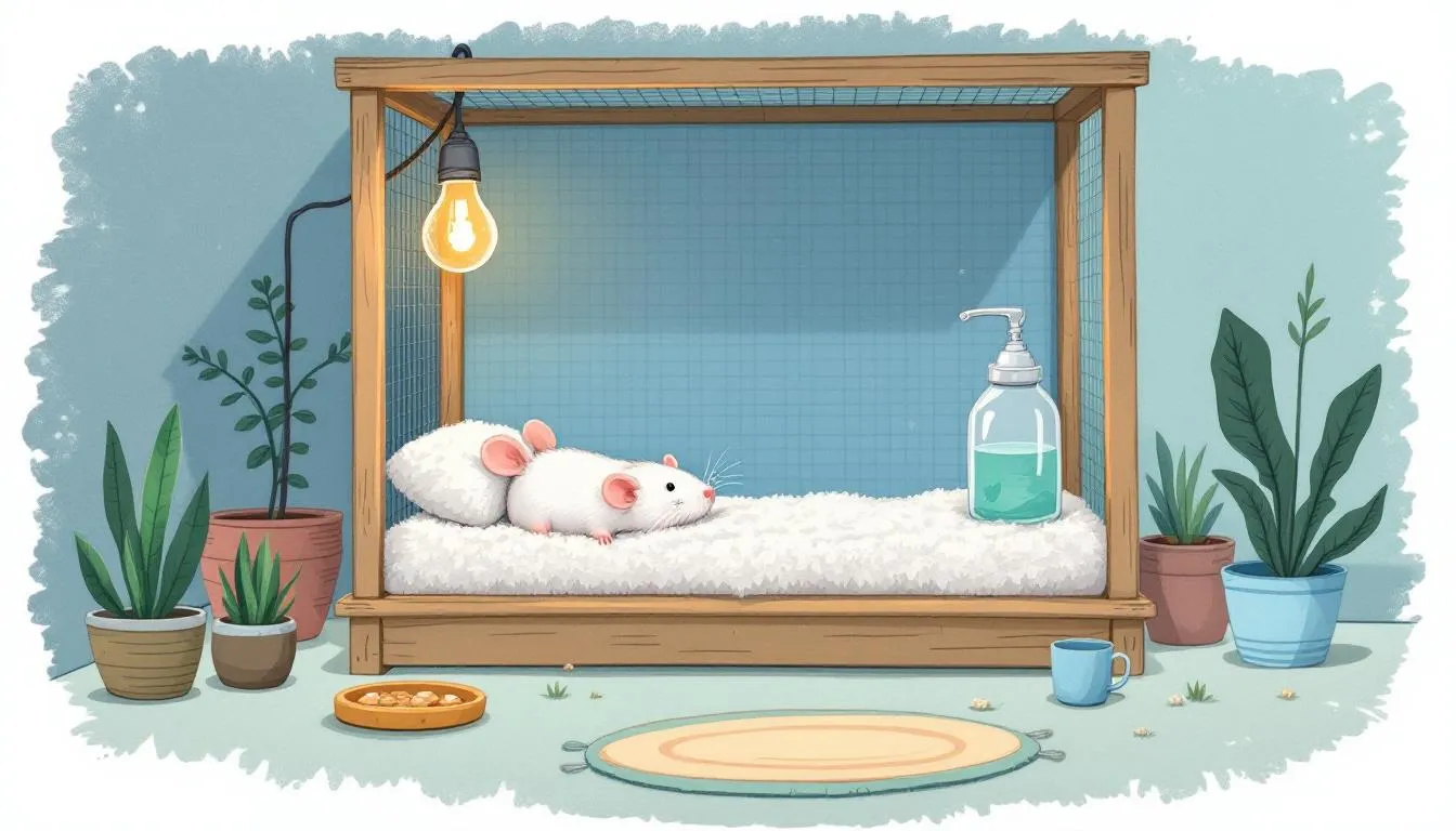 Home care setup for a rat with respiratory infection.