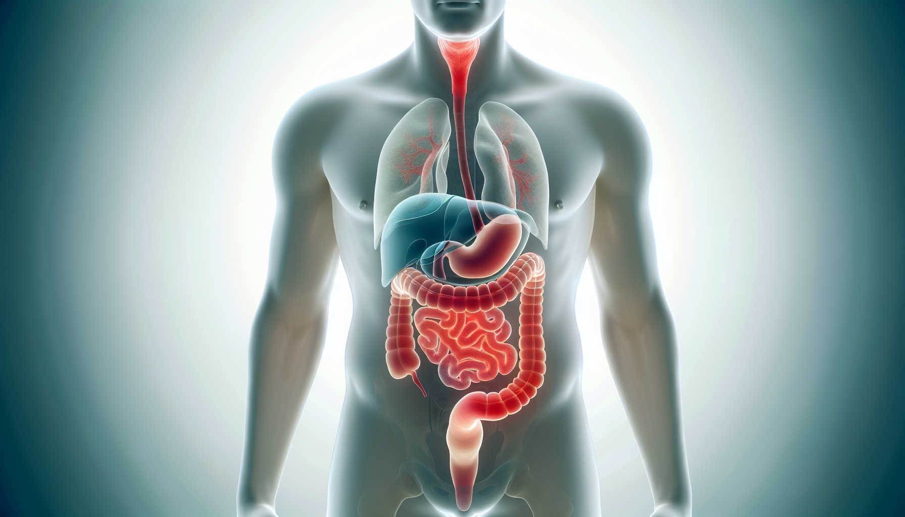 Illustration of a human digestive system