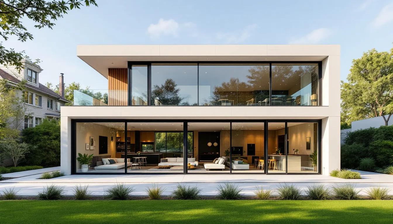 Een moderne woning met grote ramen en triple glas kozijnen die zorgen voor een uitstekende isolatie. De kozijnen zijn ontworpen om koude lucht buiten te houden en dragen bij aan een hoog wooncomfort en lagere stookkosten.