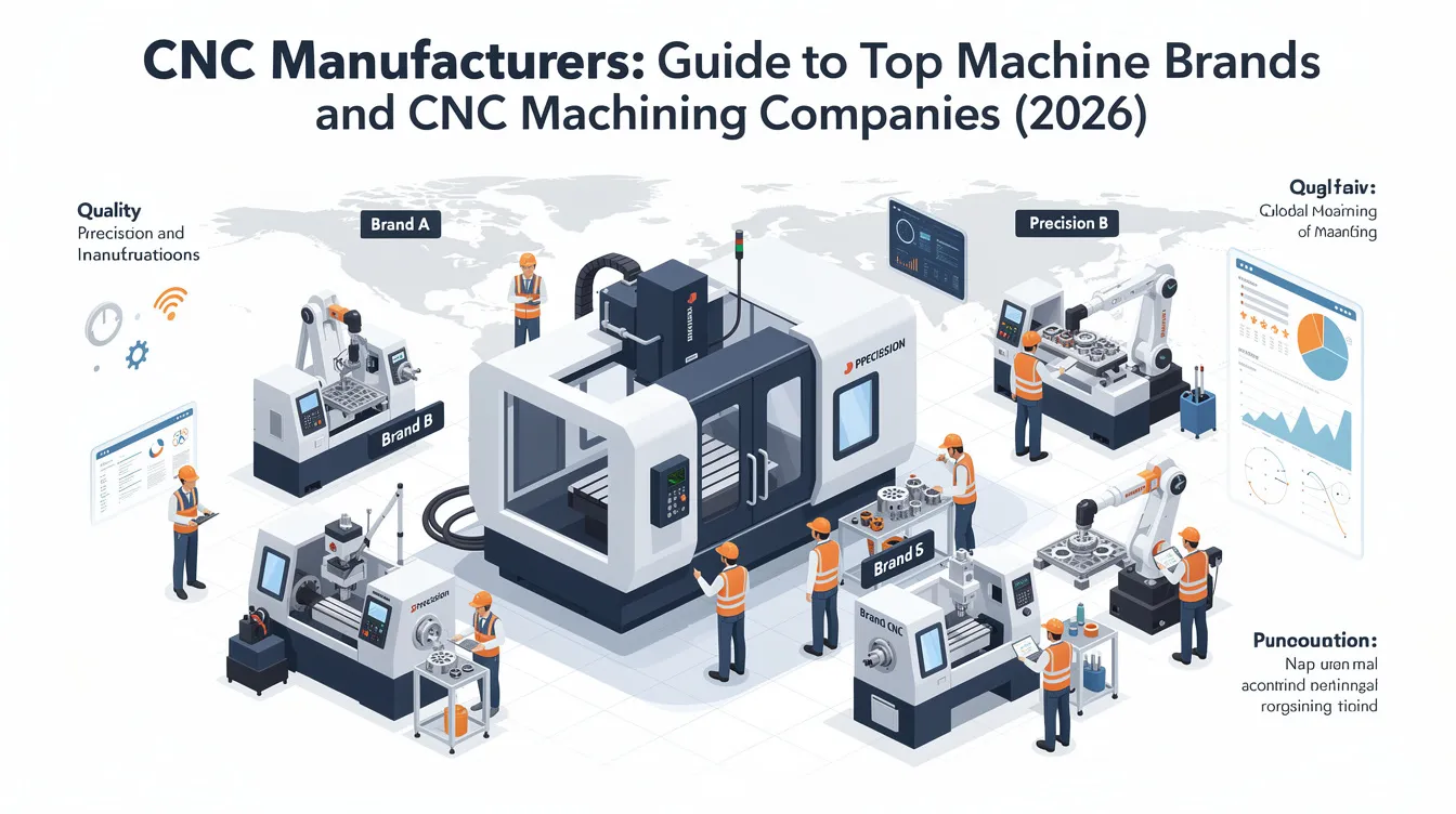 The image showcases a variety of CNC machines, including vertical and horizontal machining centers, highlighting advanced engineering and automation systems used in the CNC machining industry. It features high-performance CNC machines designed for precision manufacturing, capable of producing complex parts with tight tolerances across various industries.