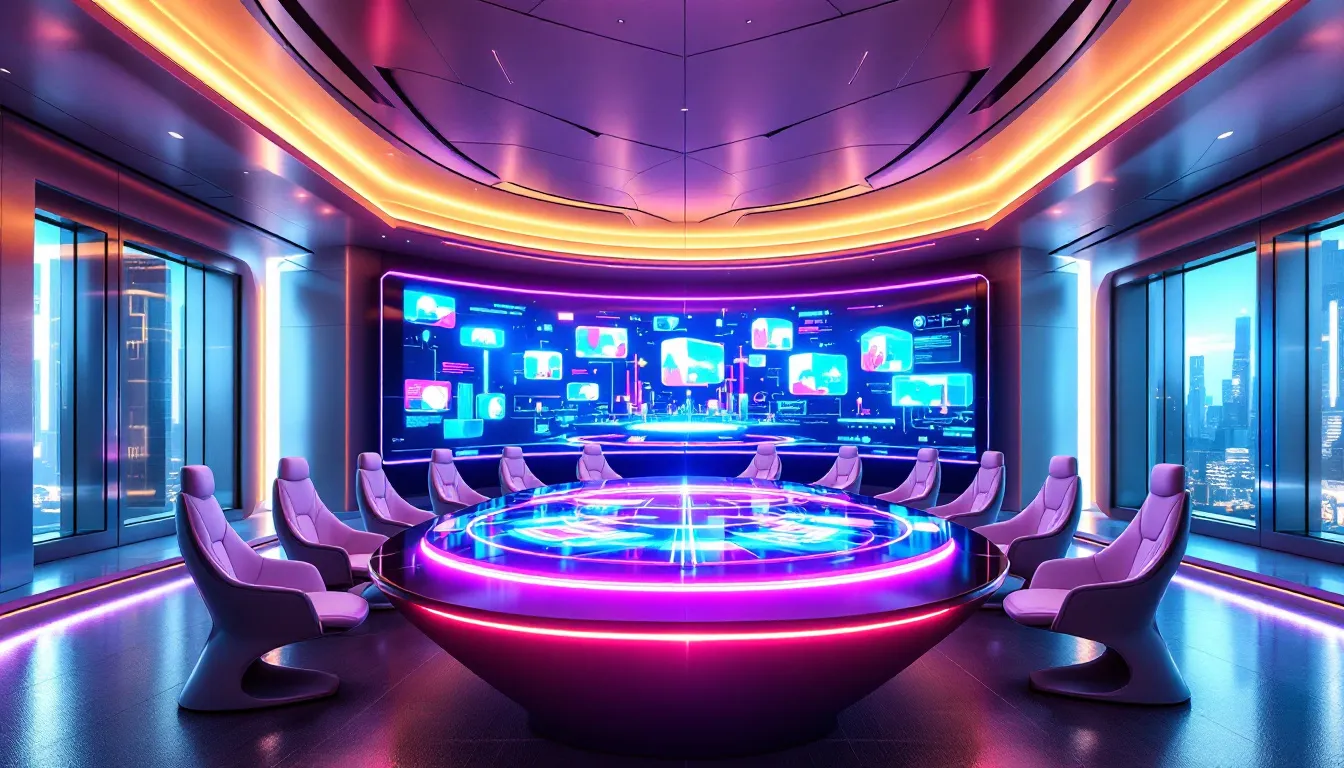 Hochmoderne audiovisuelle Geräte in einem Besprechungsraum.