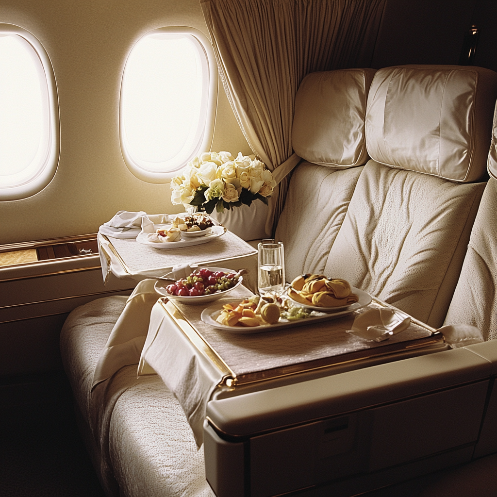 Comfort and amenities in first class and private jet travel.