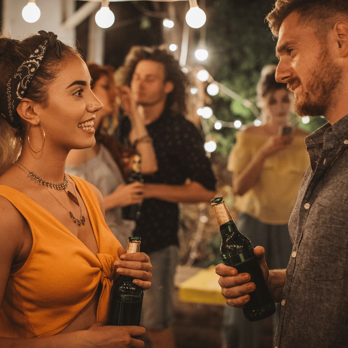 Man and woman having a drink