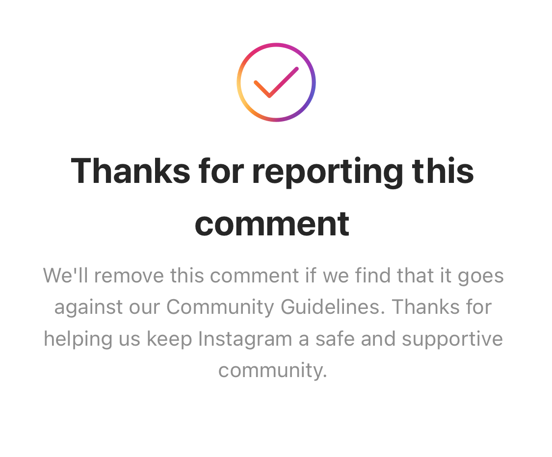 Screenshot of comment reported