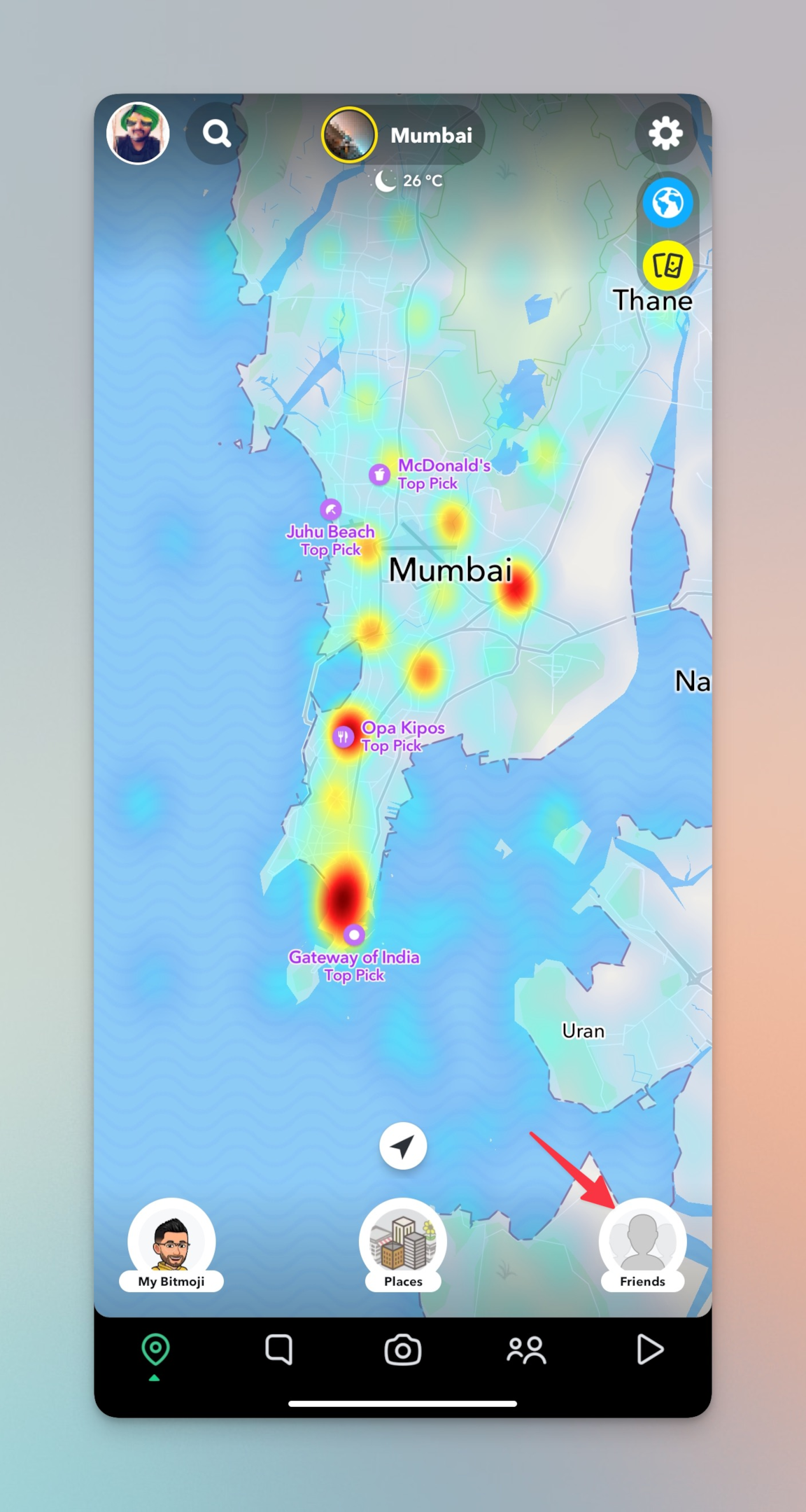 Remote.tools shows the snap map pointing to the friends tab to view stories of friends and random people on Snapchat