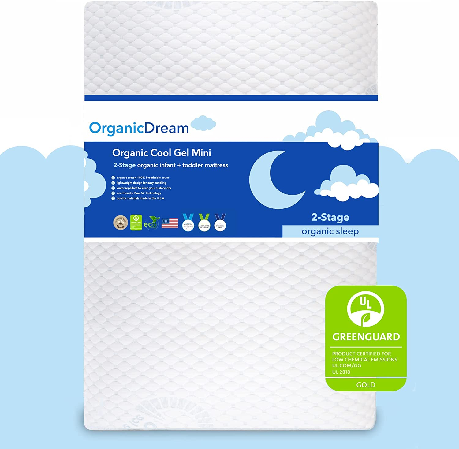 Organic Dream Cool Gel 5" Mini Crib and Toddler Mattress