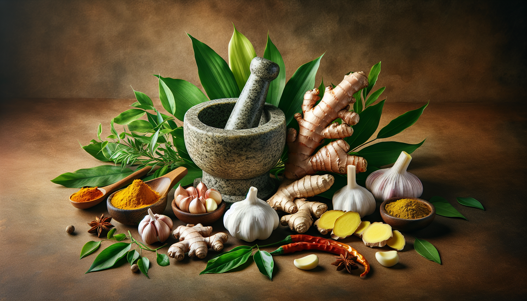 Various herbs and plant extracts used in natural remedies for colon cancer