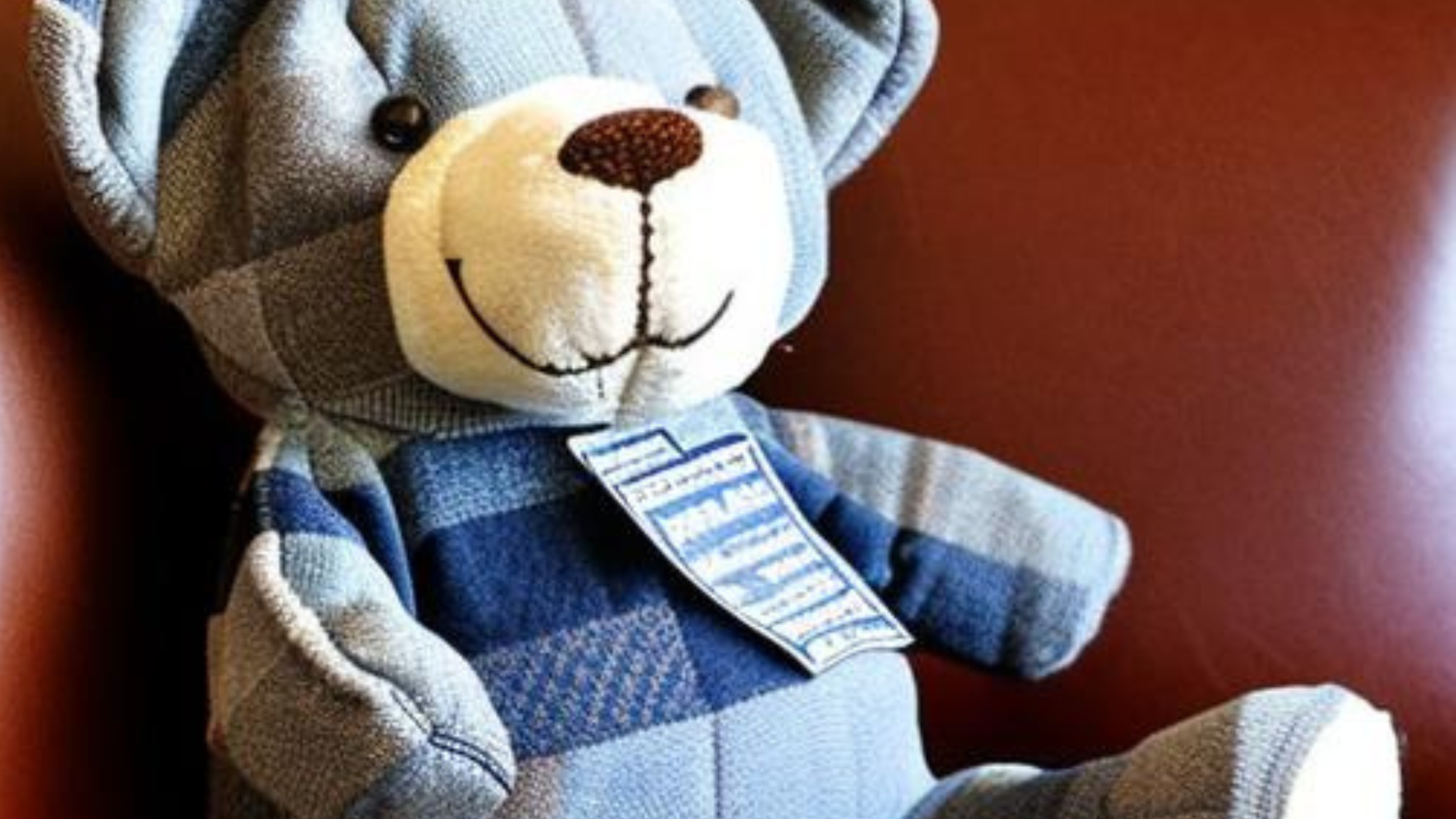 Custom, hand-made bear made from departed's clothing.