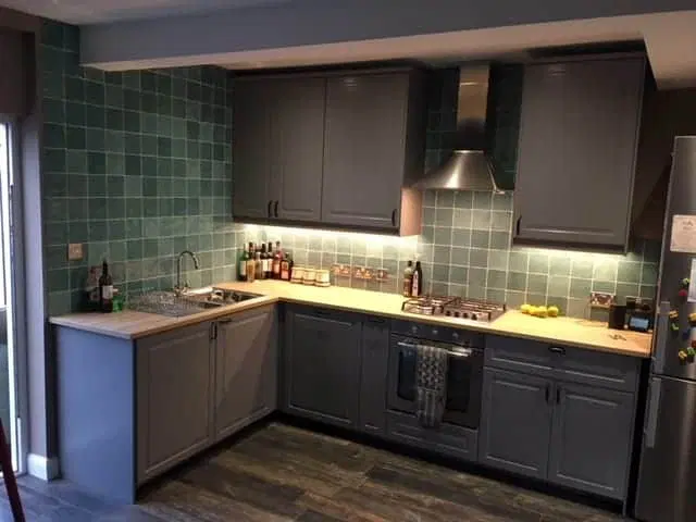 Make a feature kitchen wall using mosaic or subway tiles.
