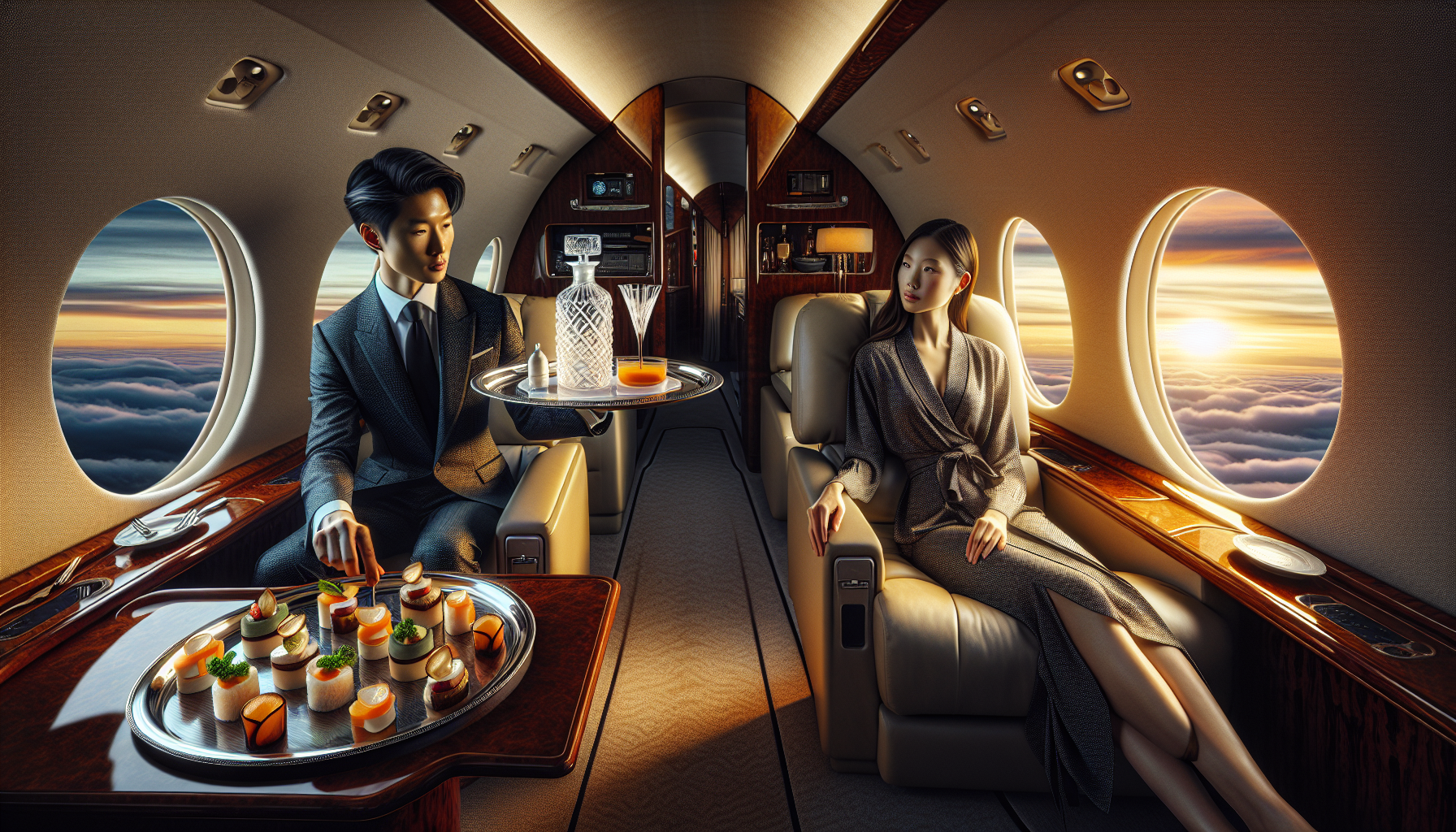 On-board concierge services on a private jet