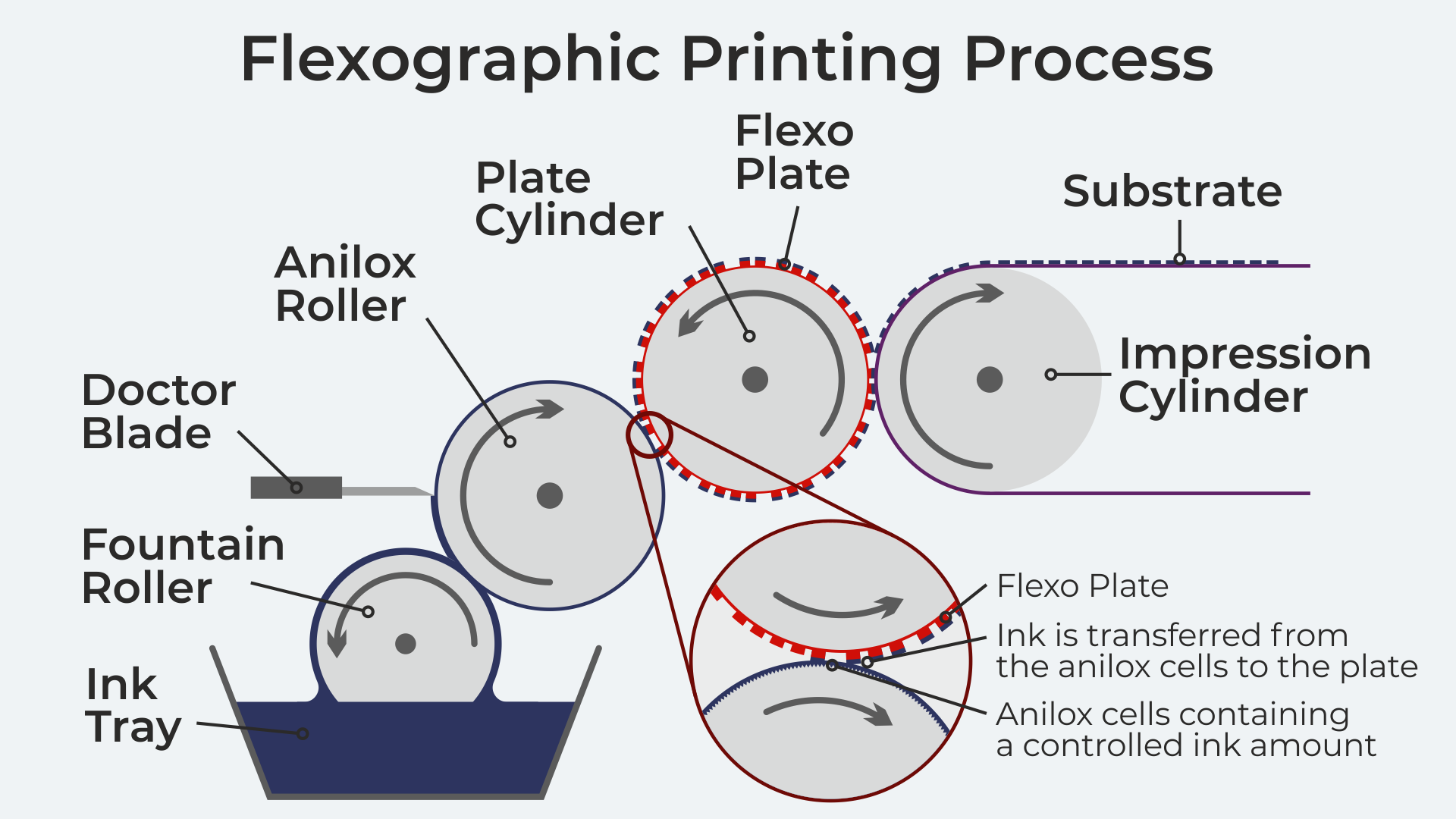 Flexographic printing process diagram