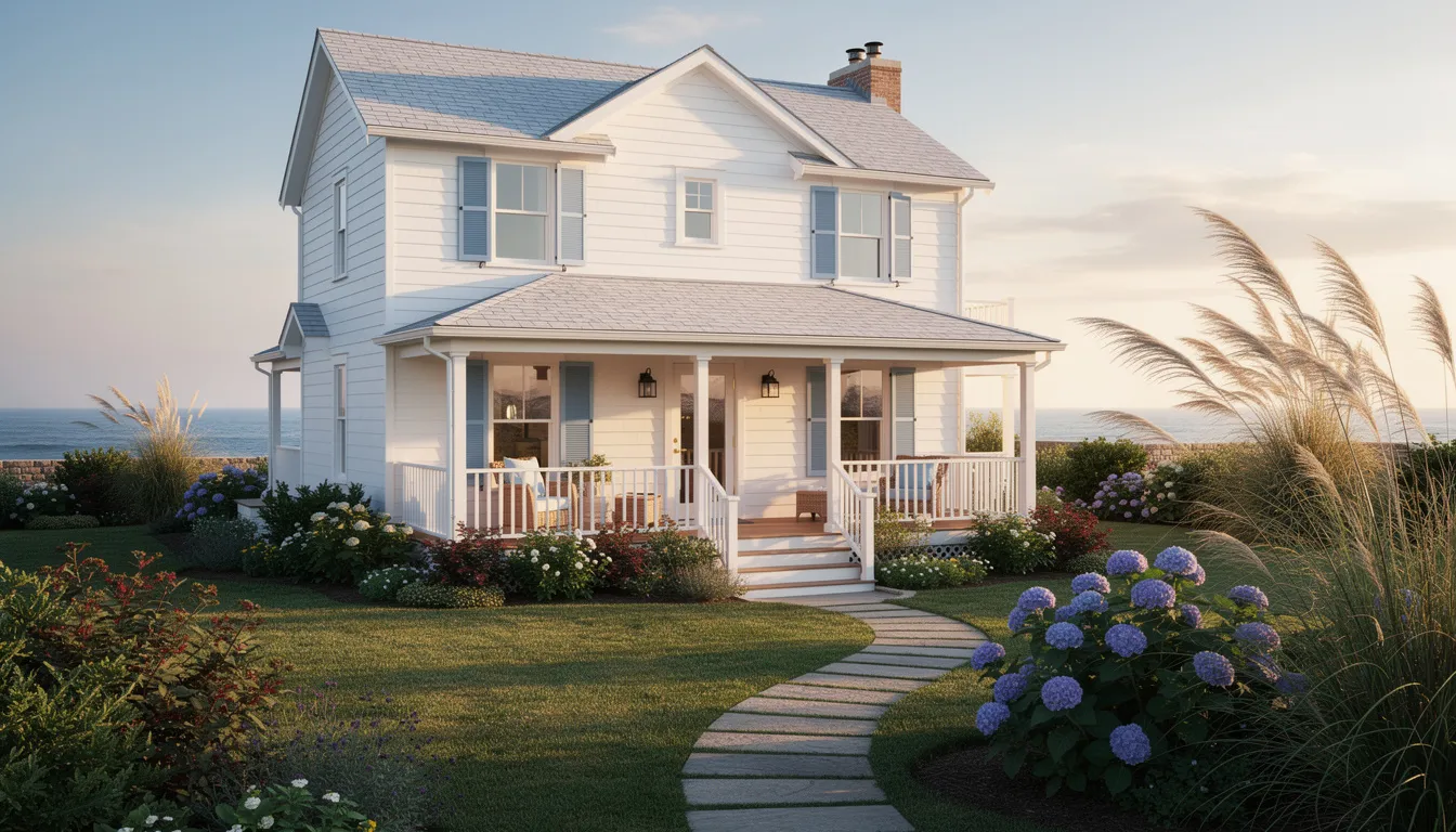 The image shows the exterior of a charming coastal guest house surrounded by a lush garden, creating a serene and inviting atmosphere. This picturesque setting is ideal for guests seeking relaxation, and it may also serve as a location for professional DSTV installation services in George, enhancing entertainment options for visitors.