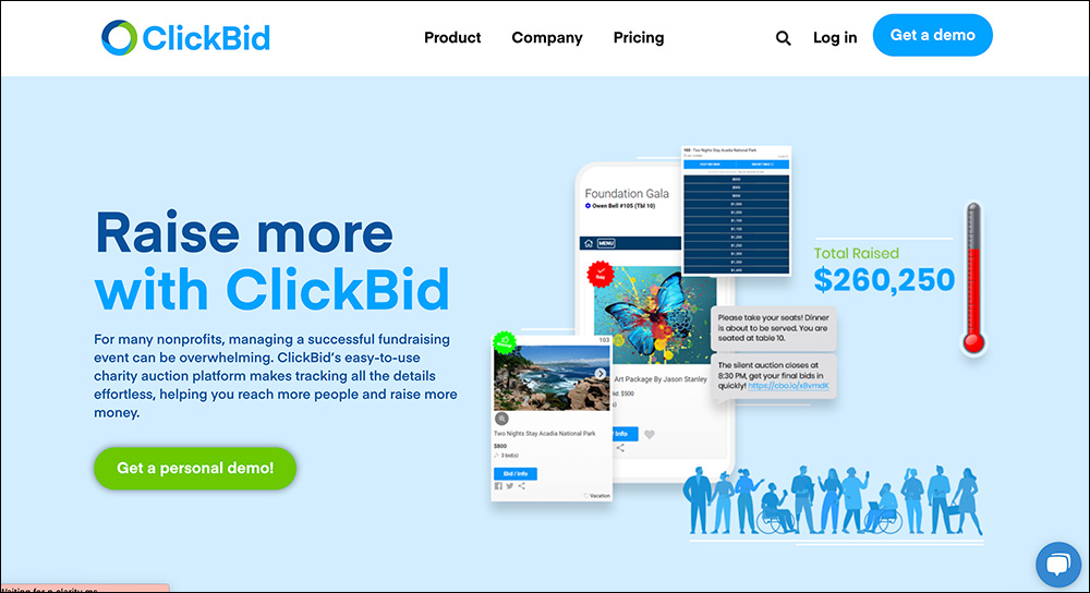 ClickBid website.