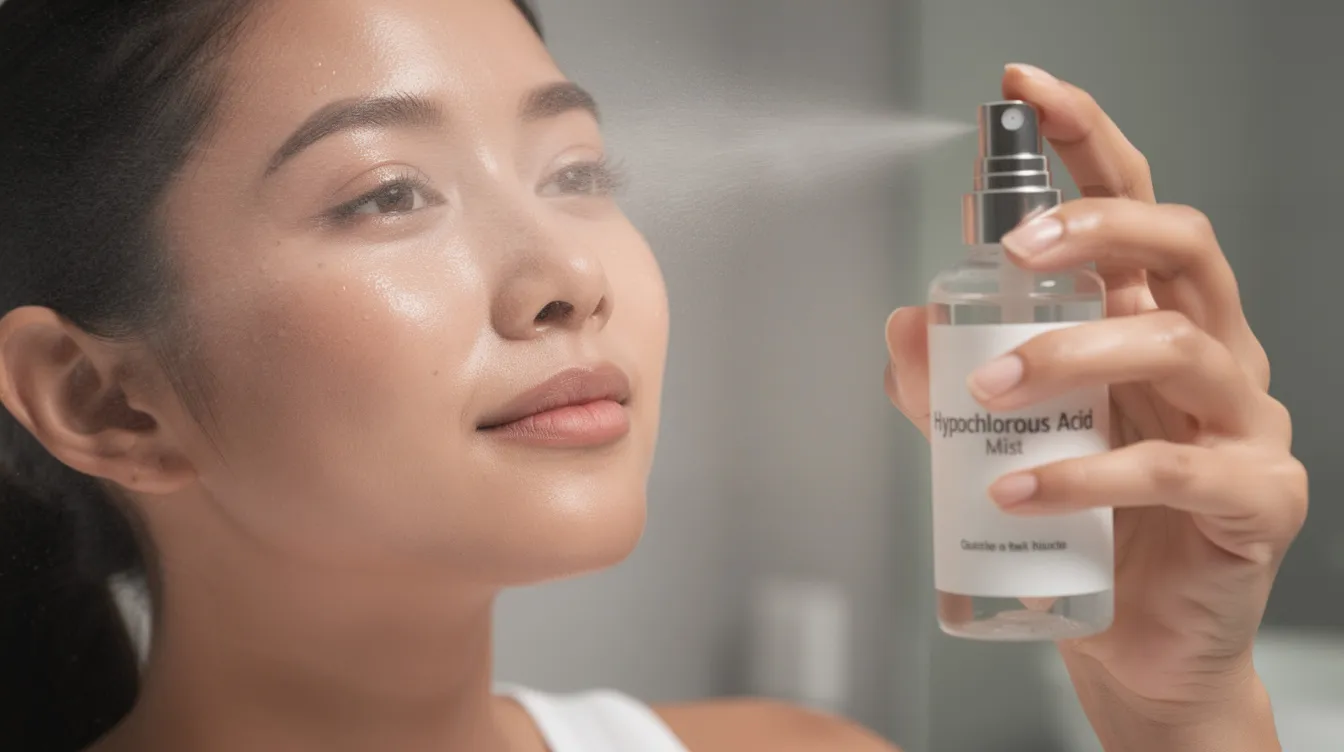 Person using hypochlorous acid with retinol in a sensitive skin routine