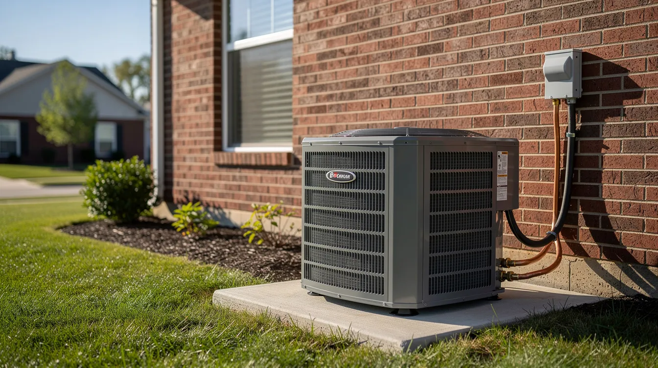 Trane XV20i 4 ton outdoor condenser unit installed on a concrete pad next to a suburban Dallas home, showcasing premium energy-efficient cooling technology.