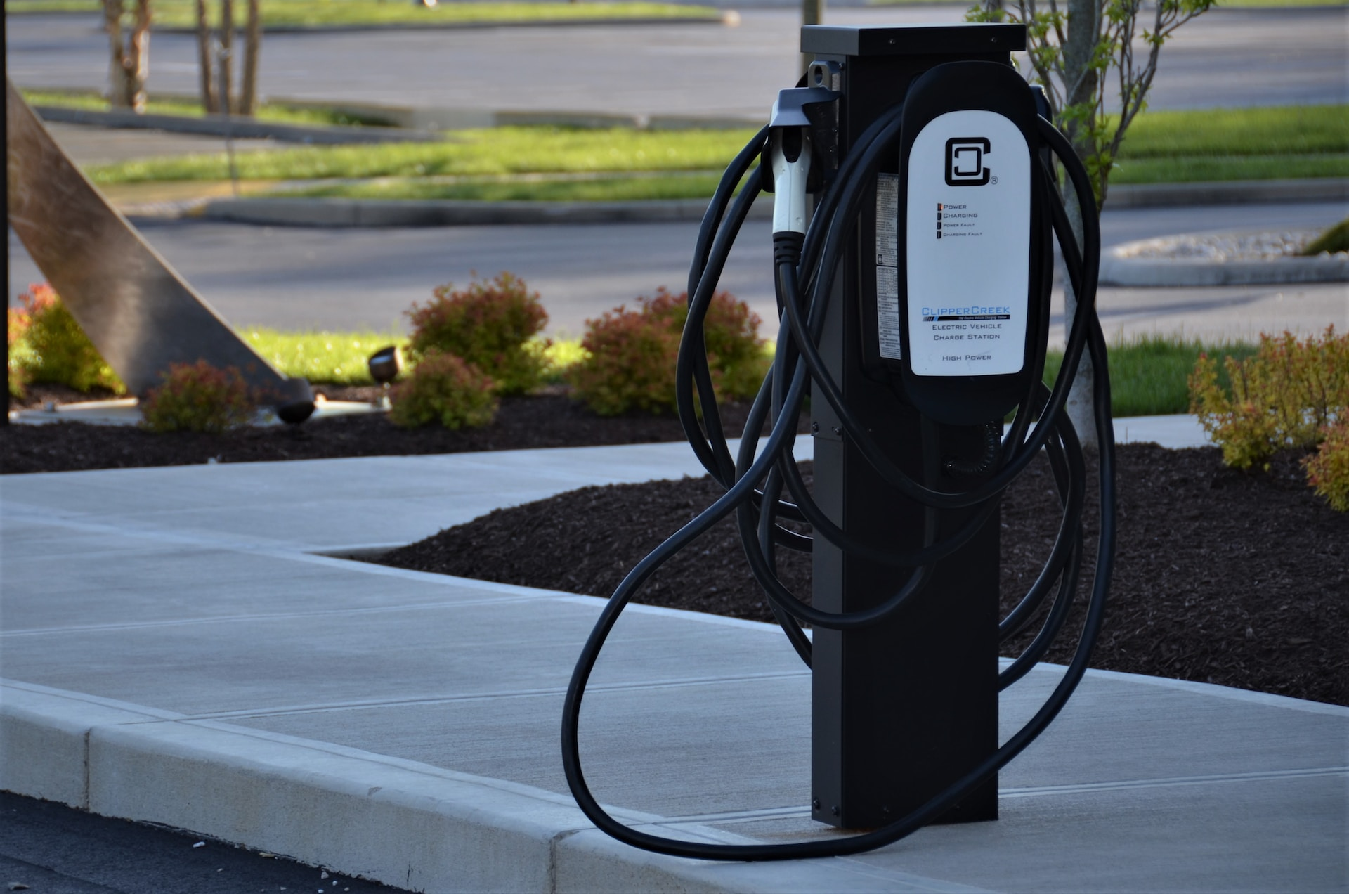 Public charging station for electric vehicles. 